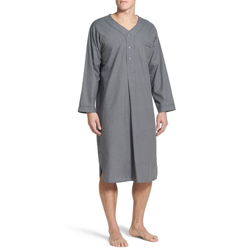 Loose Stand Collar Mid-length Solid Pajamas