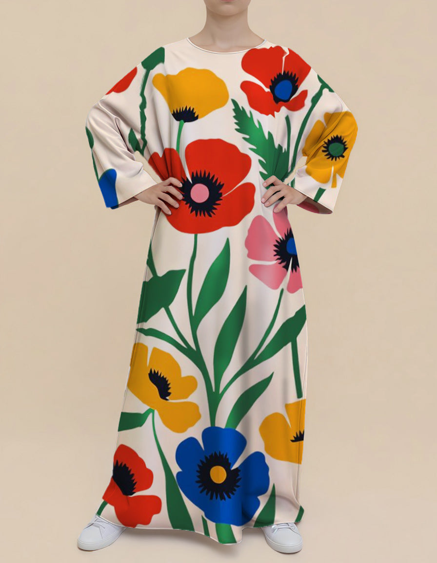 Bold Floral Nursing Kaftan Dress – Plus Size Garden Look