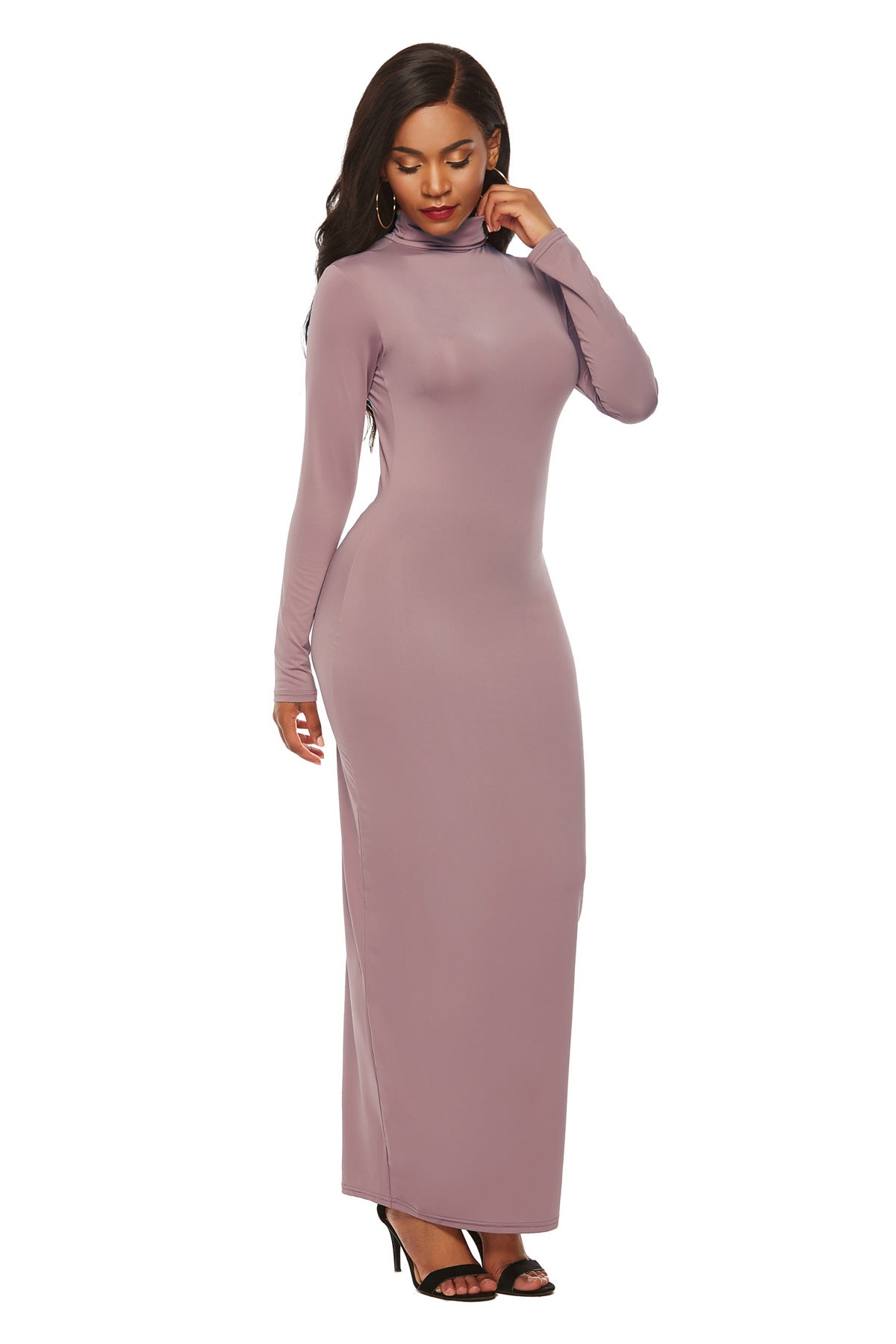 Women's Long Sleeve Stretch Slim Fit Turtleneck Dress
