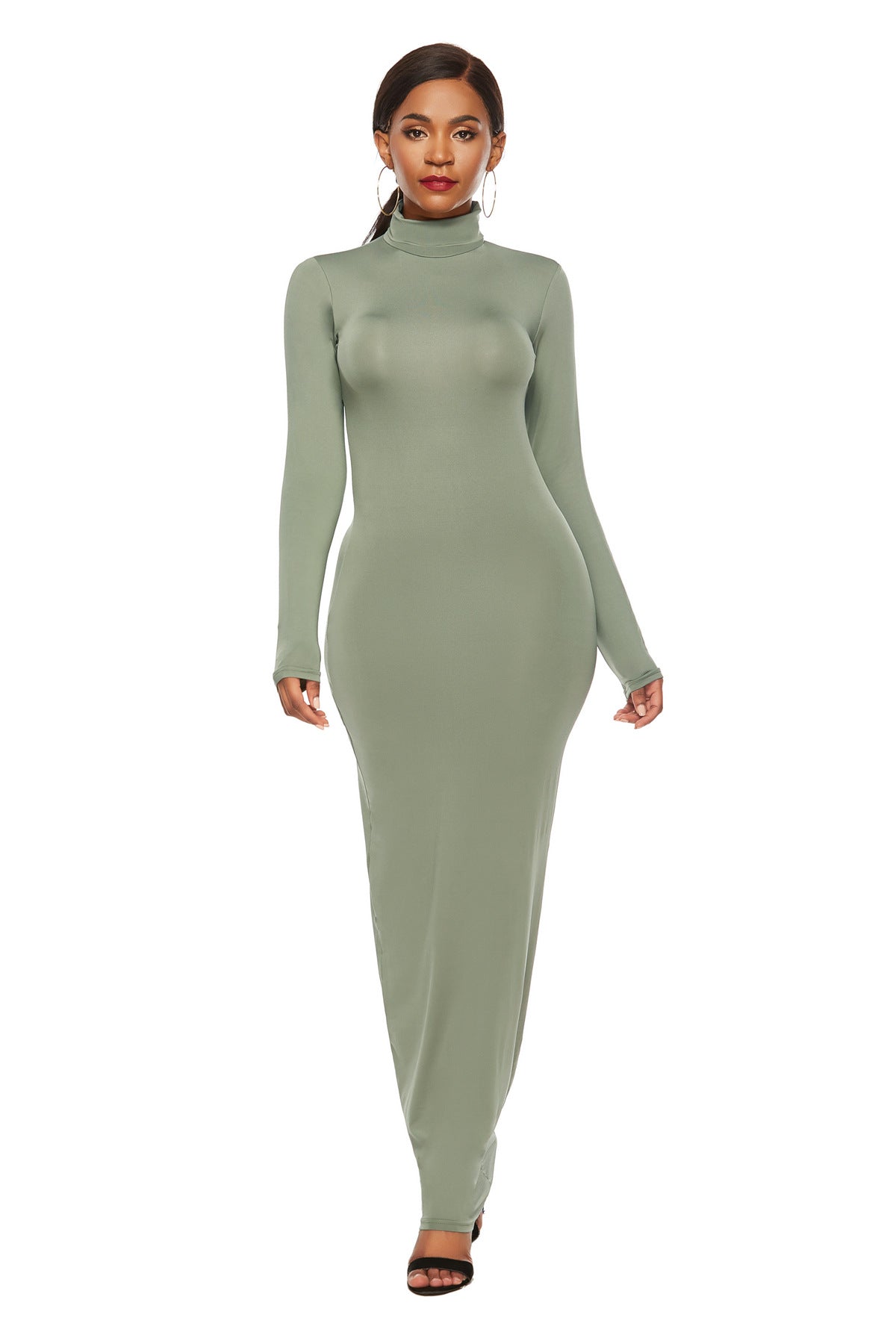 Women's Long Sleeve Stretch Slim Fit Turtleneck Dress