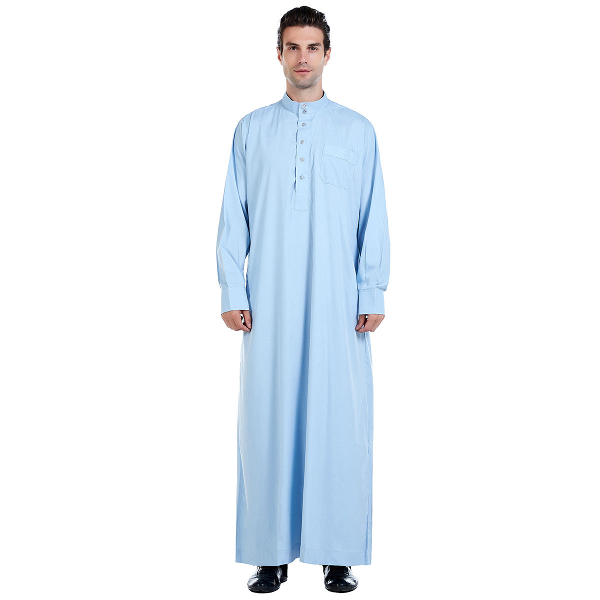 Men's Solid Color Stand-up Collar Thobe