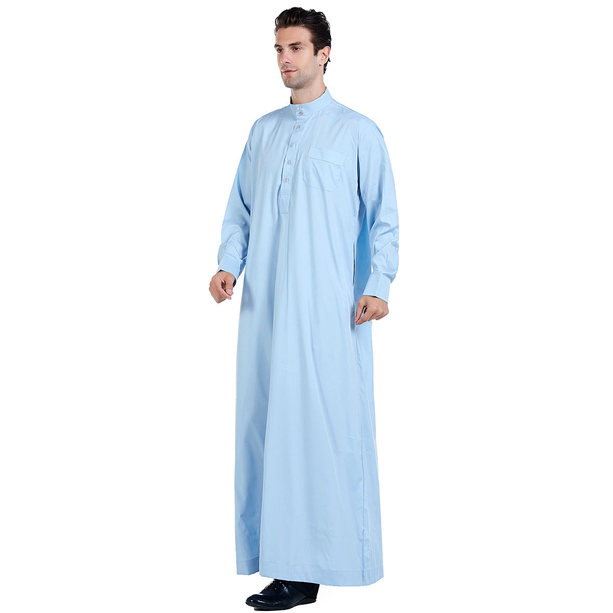 Men's Solid Color Stand-up Collar Thobe