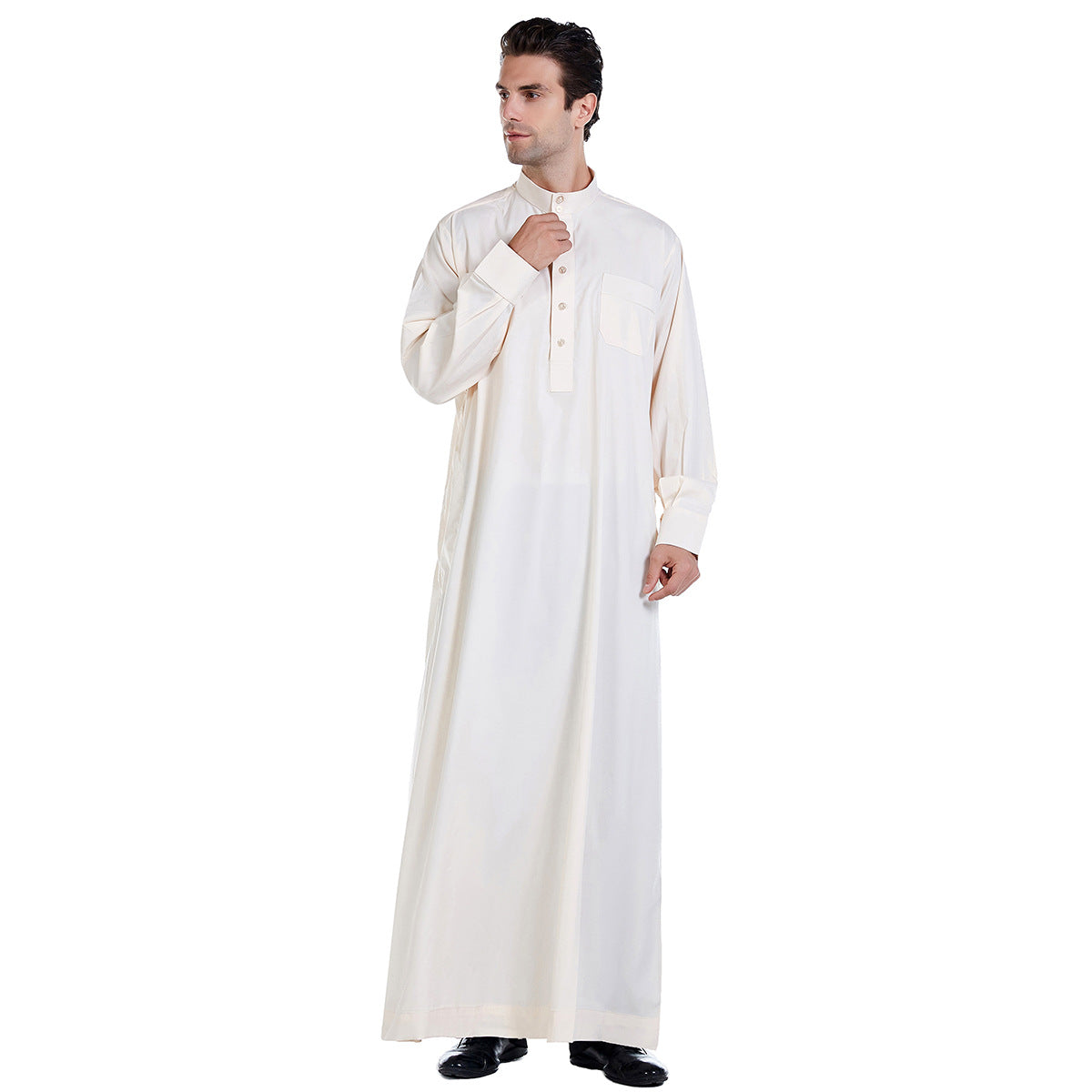 Men's Solid Color Stand-up Collar Thobe