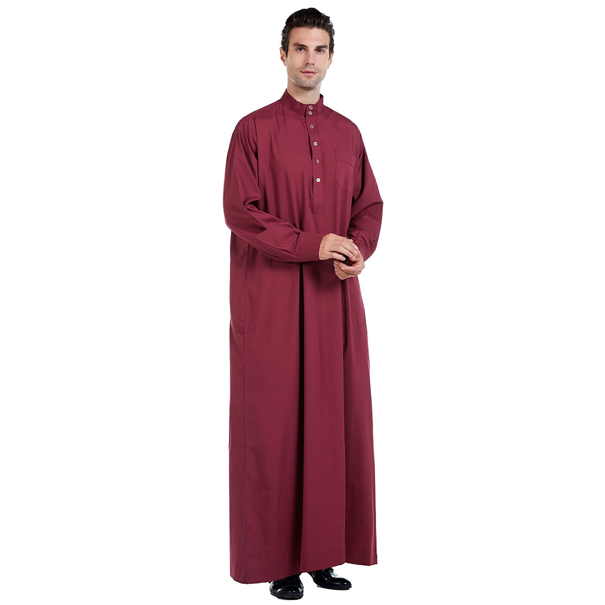 Men's Solid Color Stand-up Collar Thobe