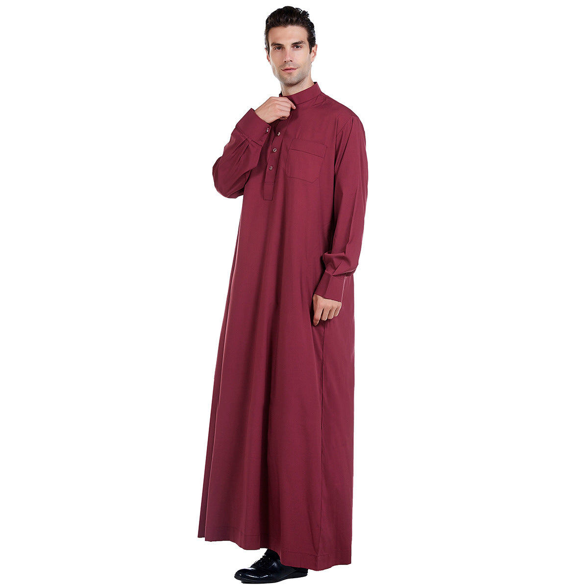 Men's Solid Color Stand-up Collar Thobe