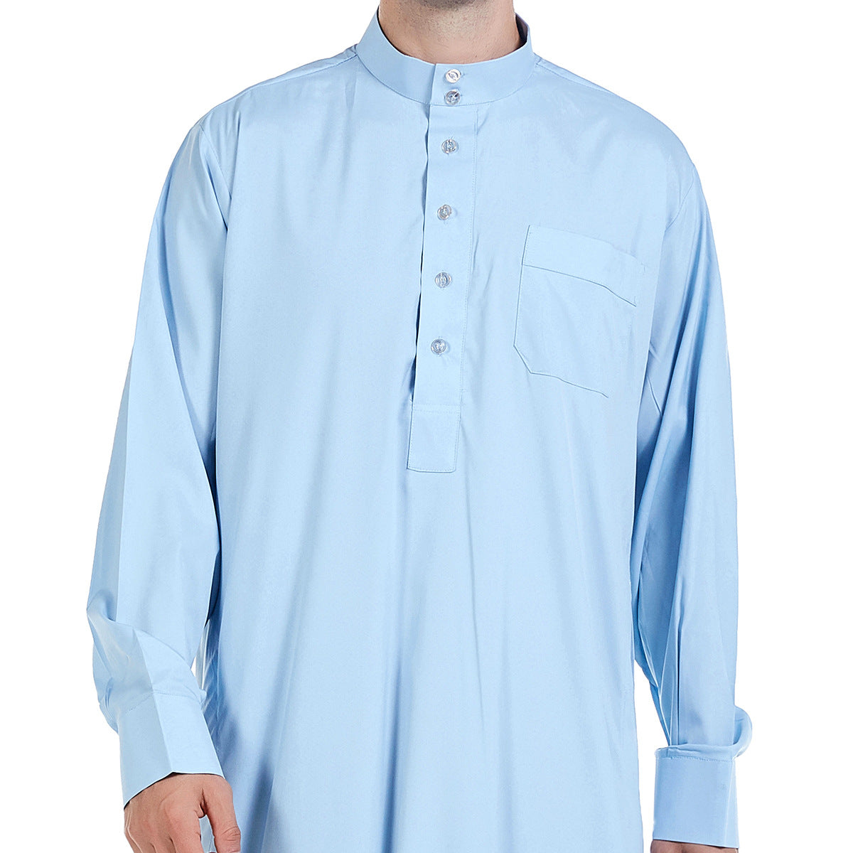Men's Solid Color Stand-up Collar Thobe