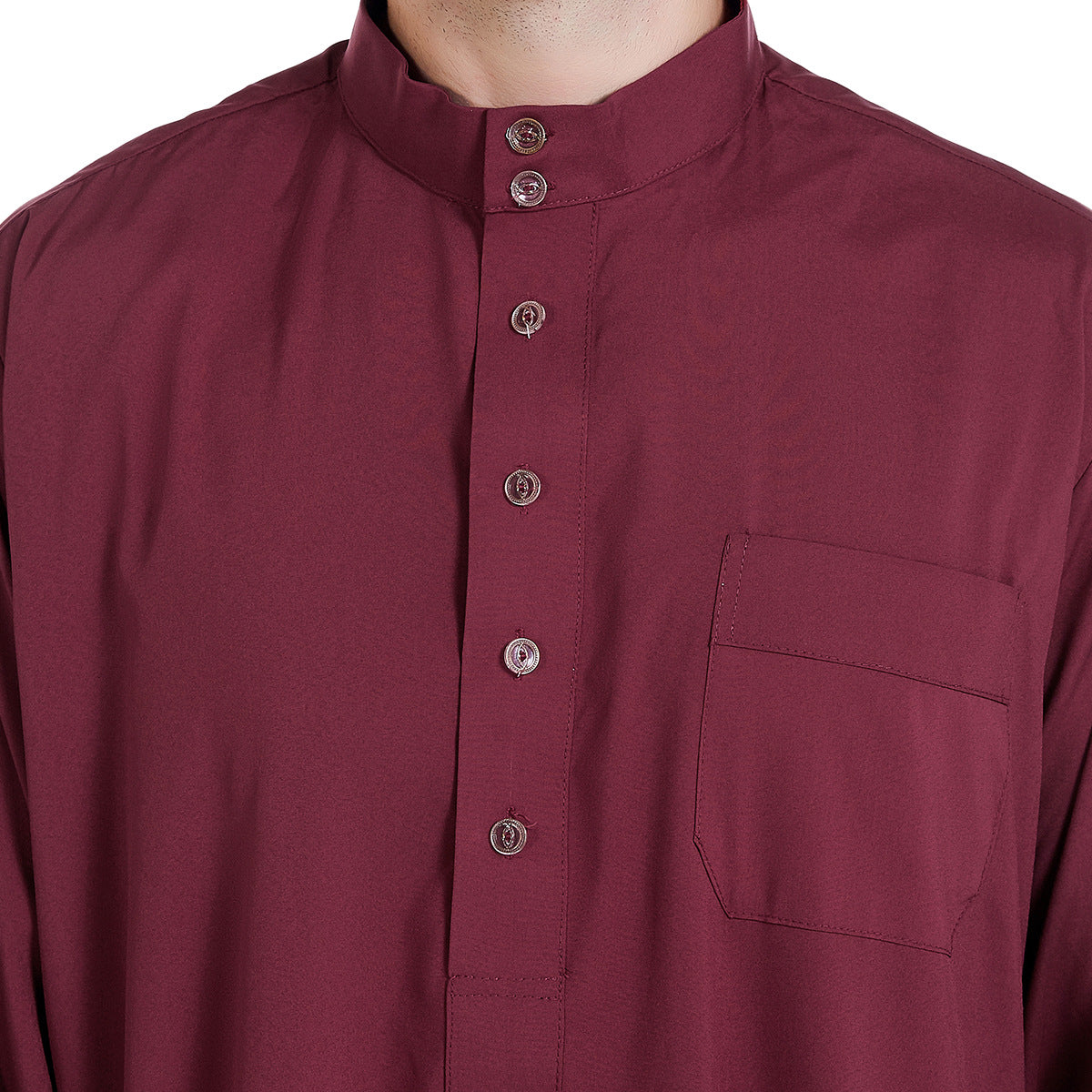 Men's Solid Color Stand-up Collar Thobe