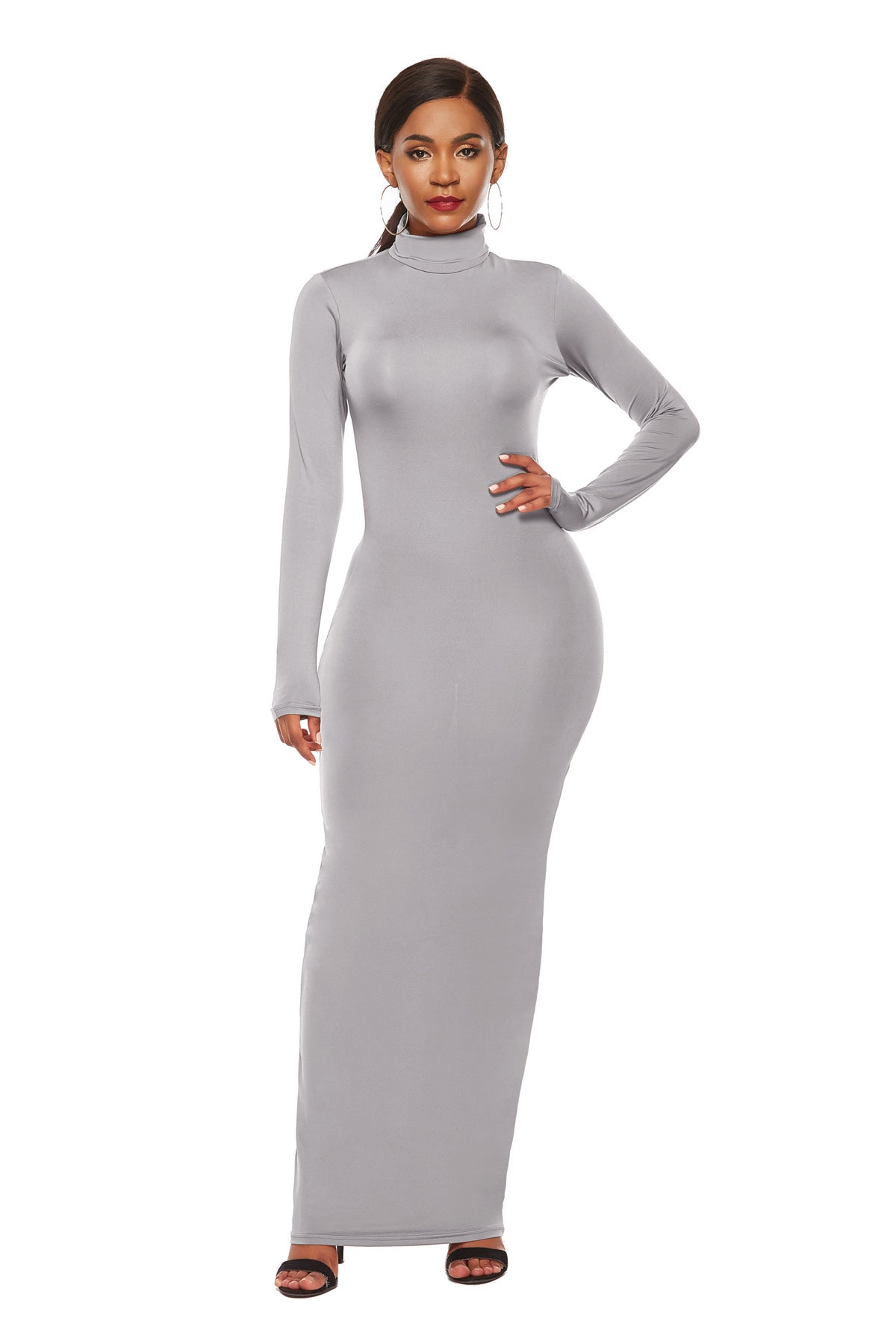 Women's Long Sleeve Stretch Slim Fit Turtleneck Dress