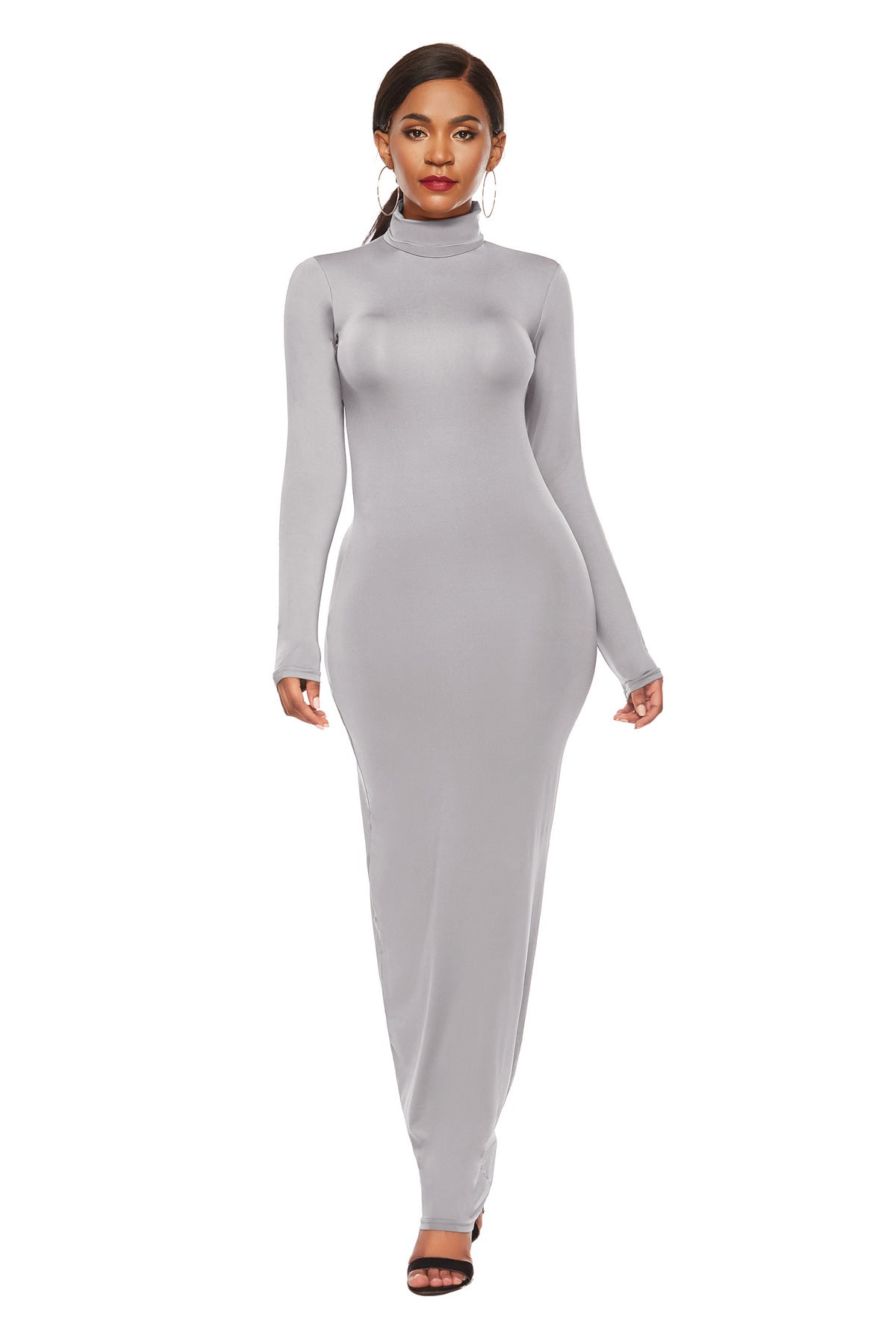 Women's Long Sleeve Stretch Slim Fit Turtleneck Dress