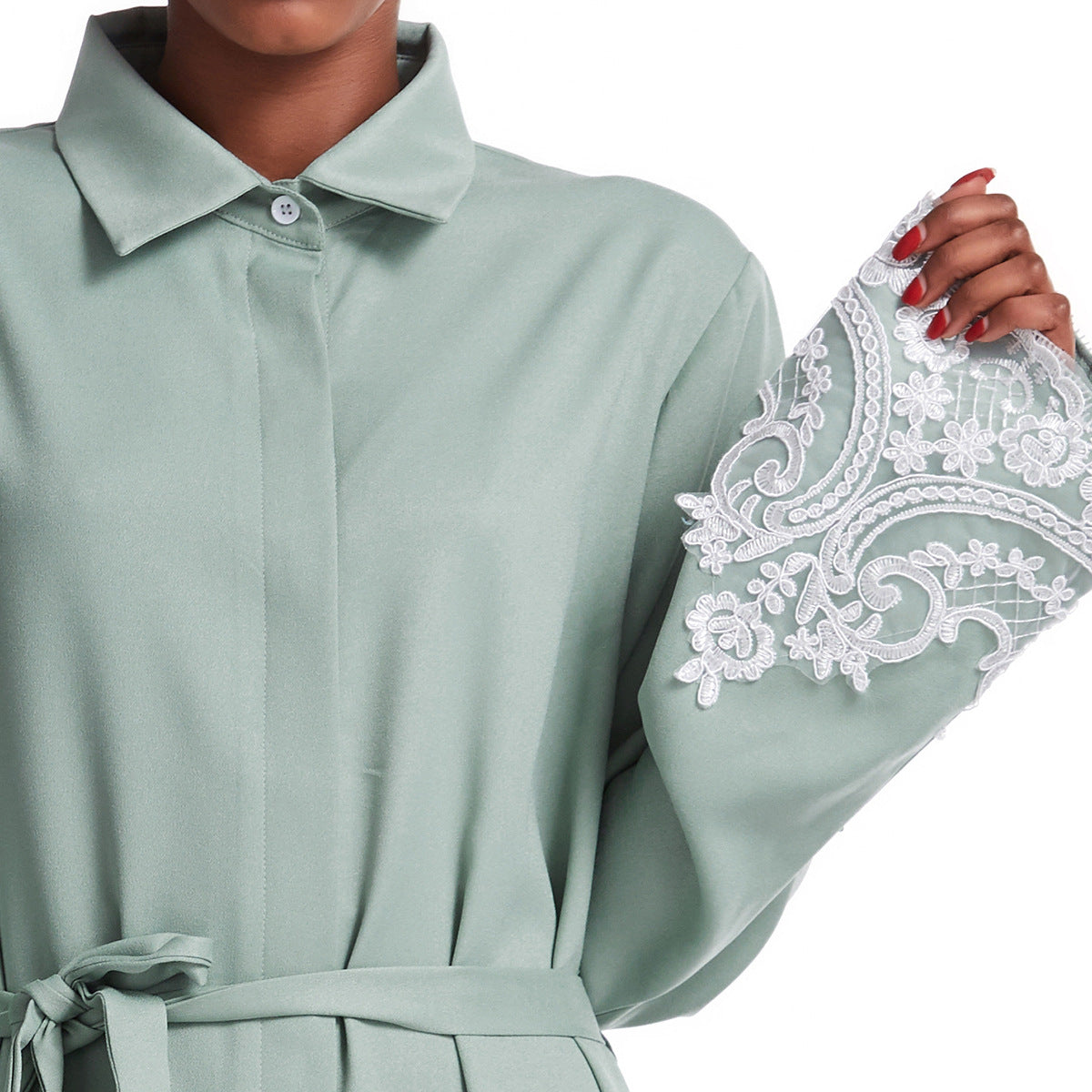 Women's Solid Color Long-sleeved Robe Dress