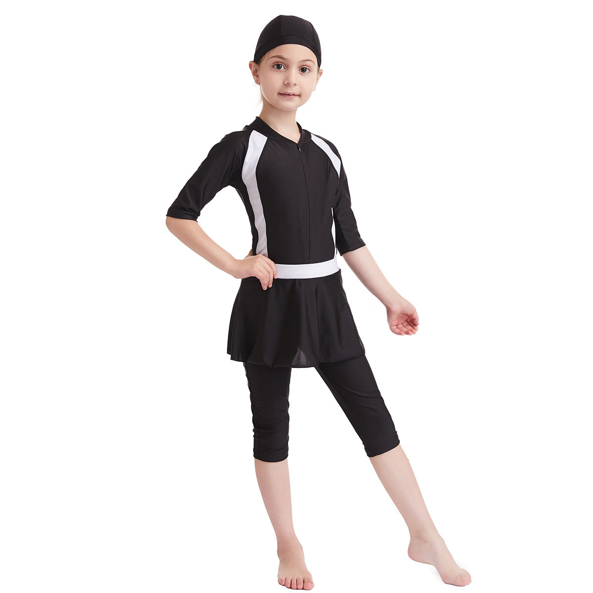 Kids Girls Three-piece Modest Swimsuit