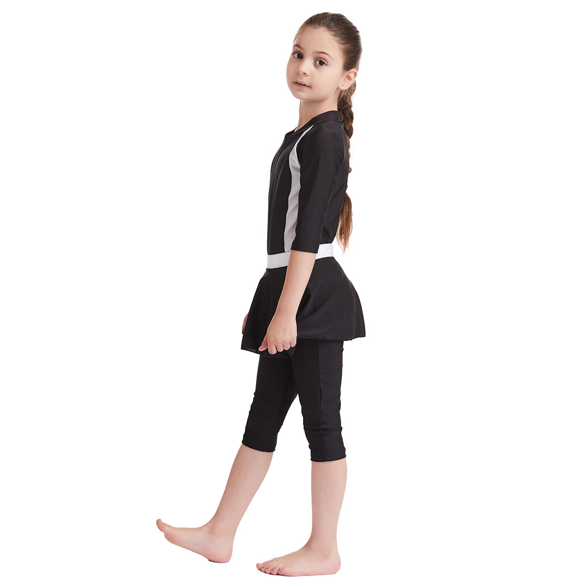 Kids Girls Three-piece Modest Swimsuit