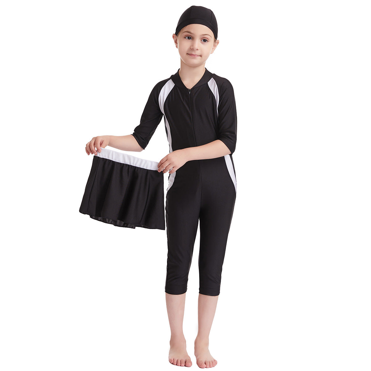 Kids Girls Three-piece Modest Swimsuit