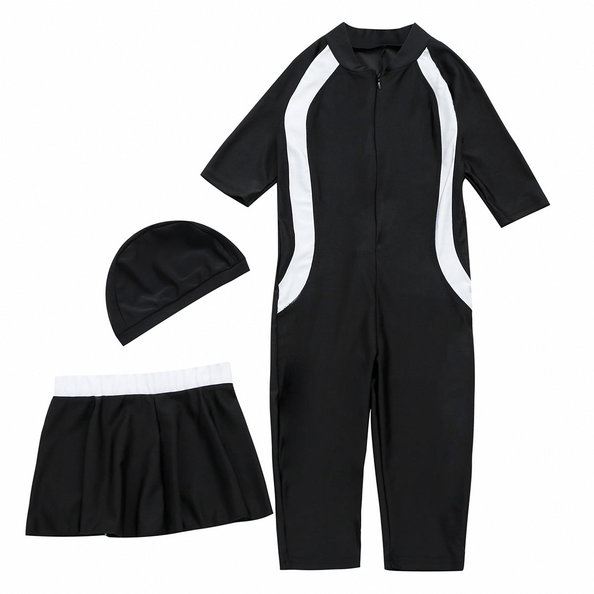 Kids Girls Three-piece Modest Swimsuit