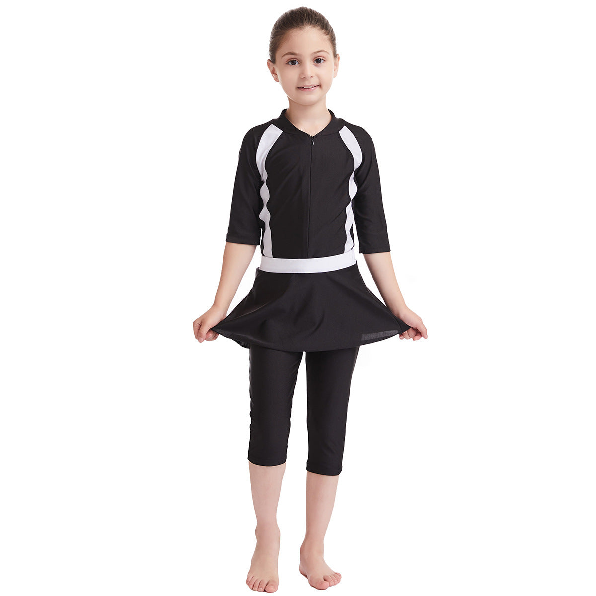 Kids Girls Three-piece Modest Swimsuit