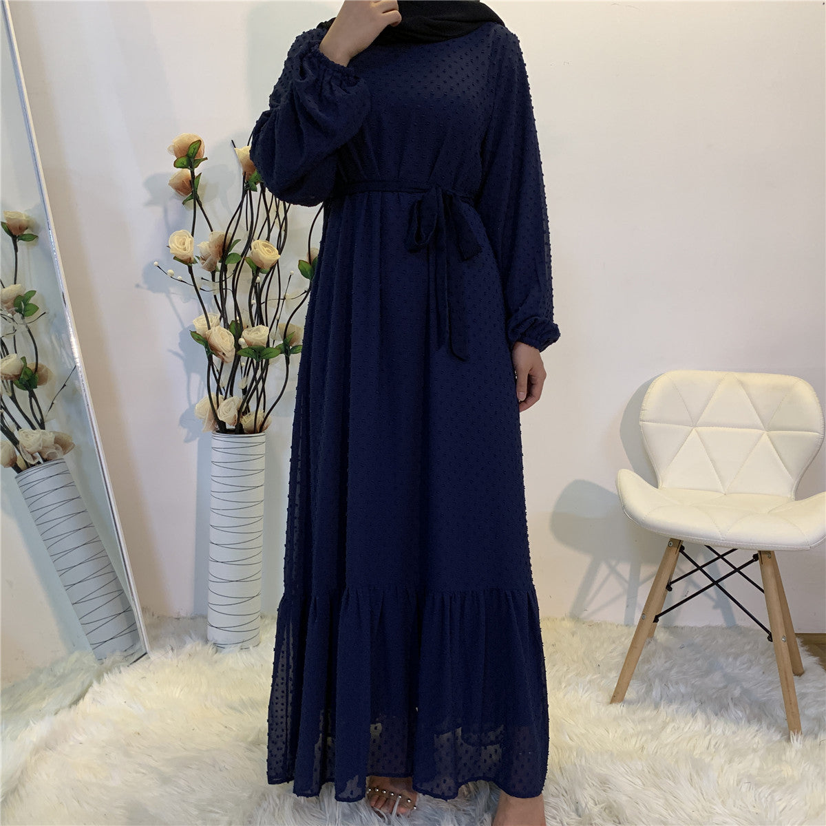 Women's Patchwork Long-sleeved Modest Dress
