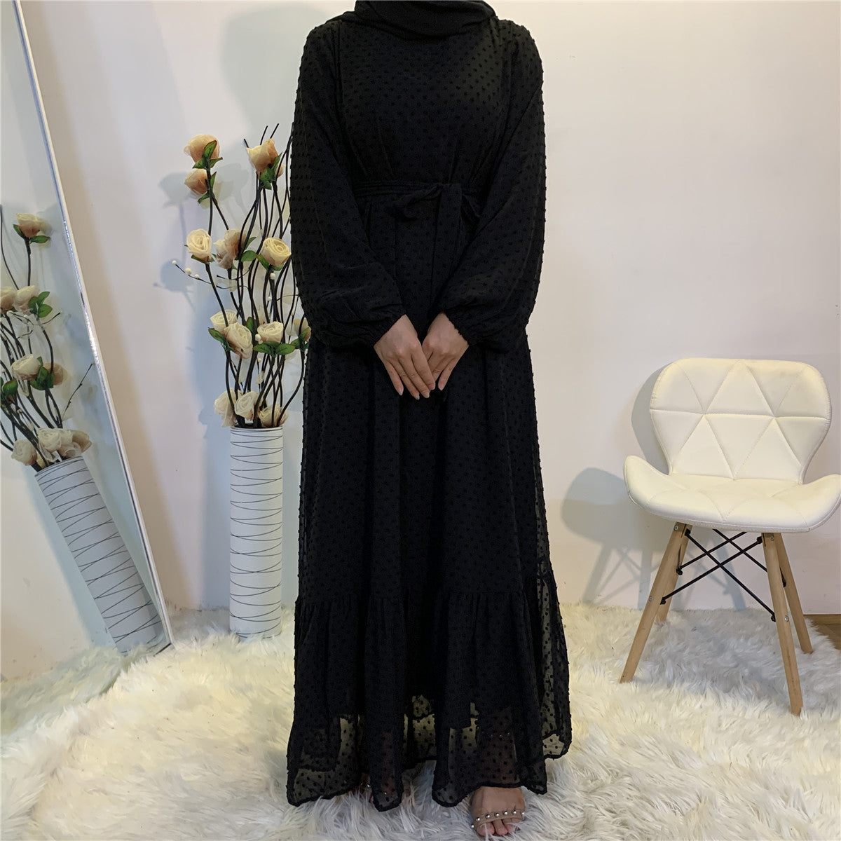 Women's Patchwork Long-sleeved Modest Dress