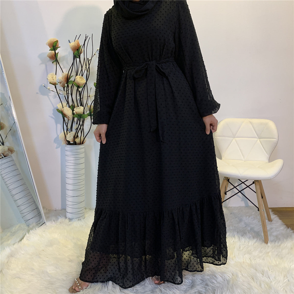 Women's Patchwork Long-sleeved Modest Dress