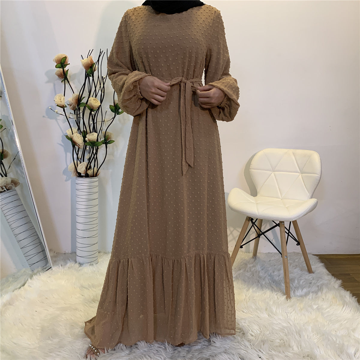 Women's Patchwork Long-sleeved Modest Dress