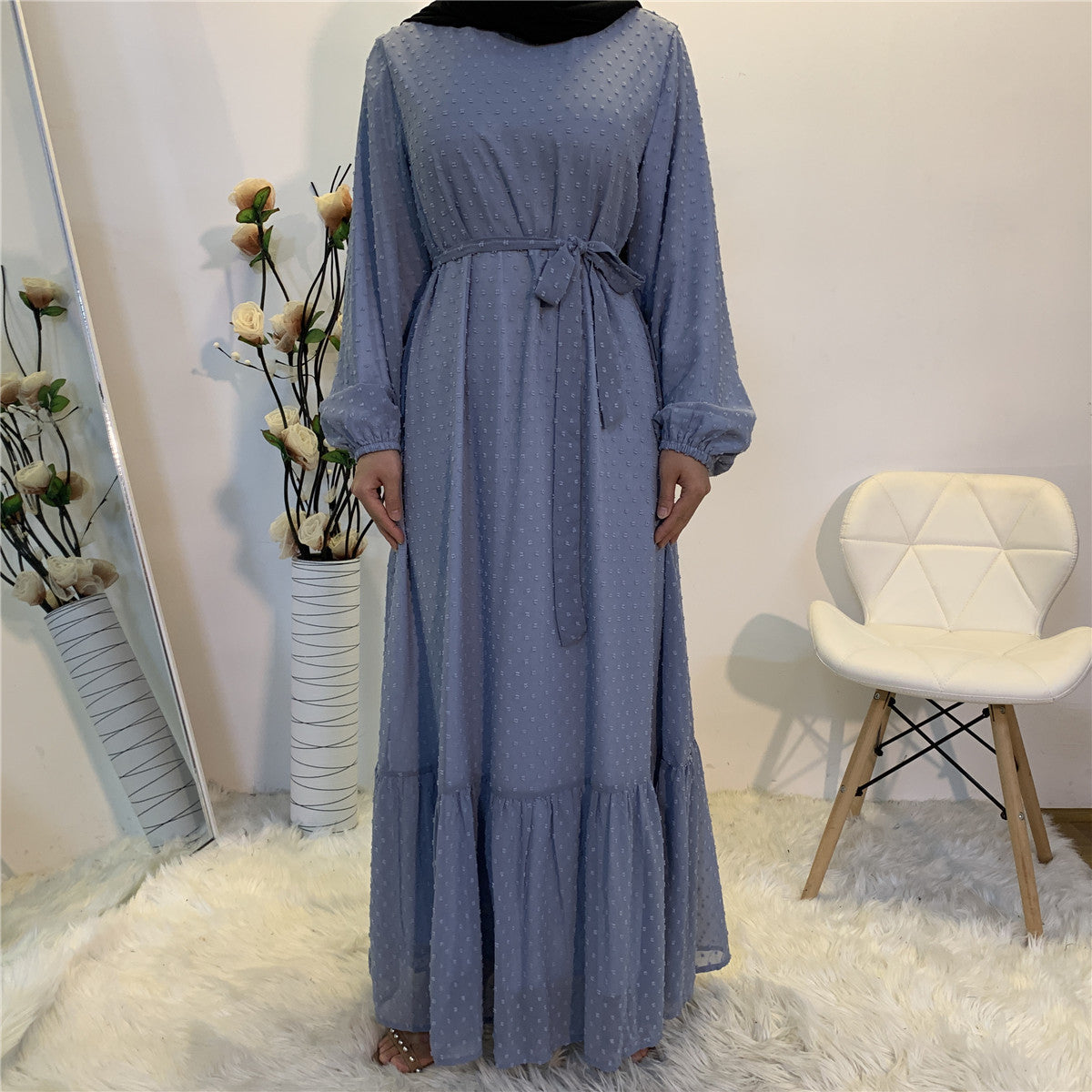 Women's Patchwork Long-sleeved Modest Dress