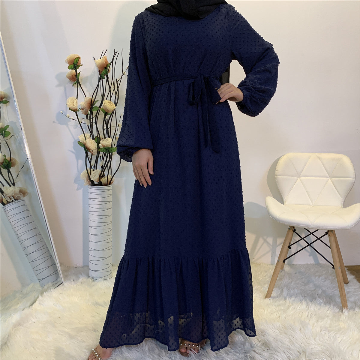 Women's Patchwork Long-sleeved Modest Dress
