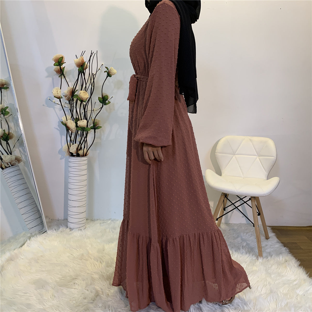 Women's Patchwork Long-sleeved Modest Dress