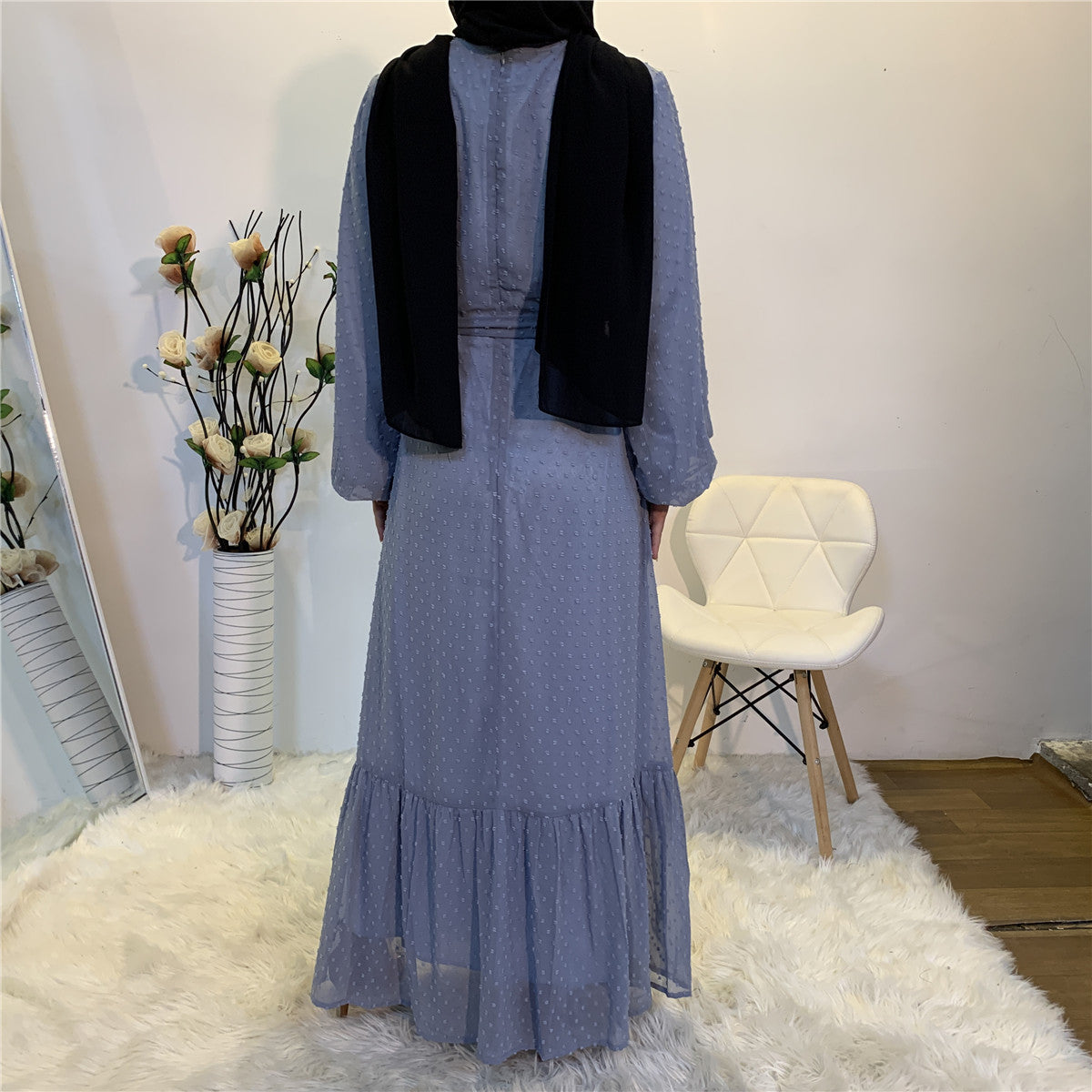Women's Patchwork Long-sleeved Modest Dress