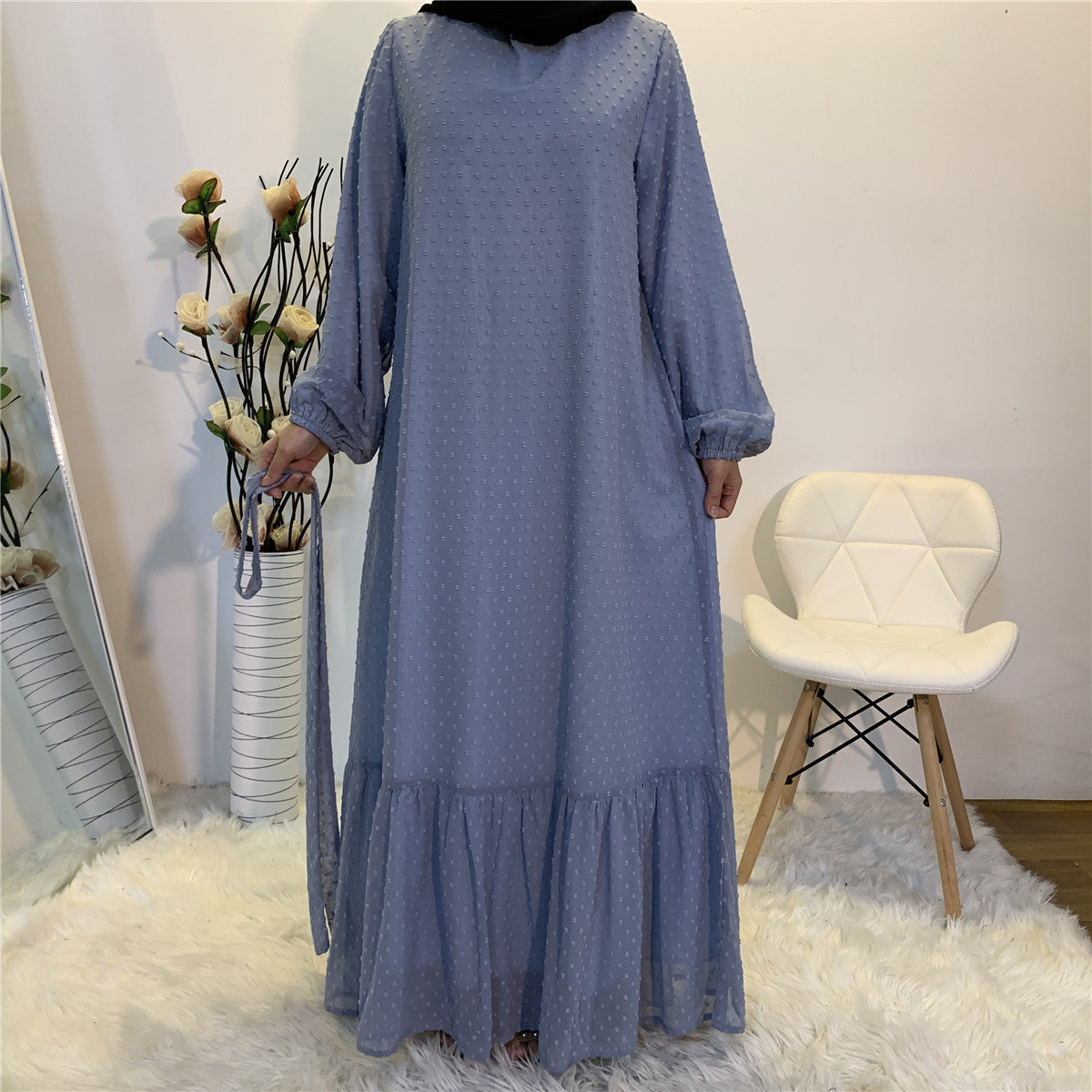 Women's Patchwork Long-sleeved Modest Dress