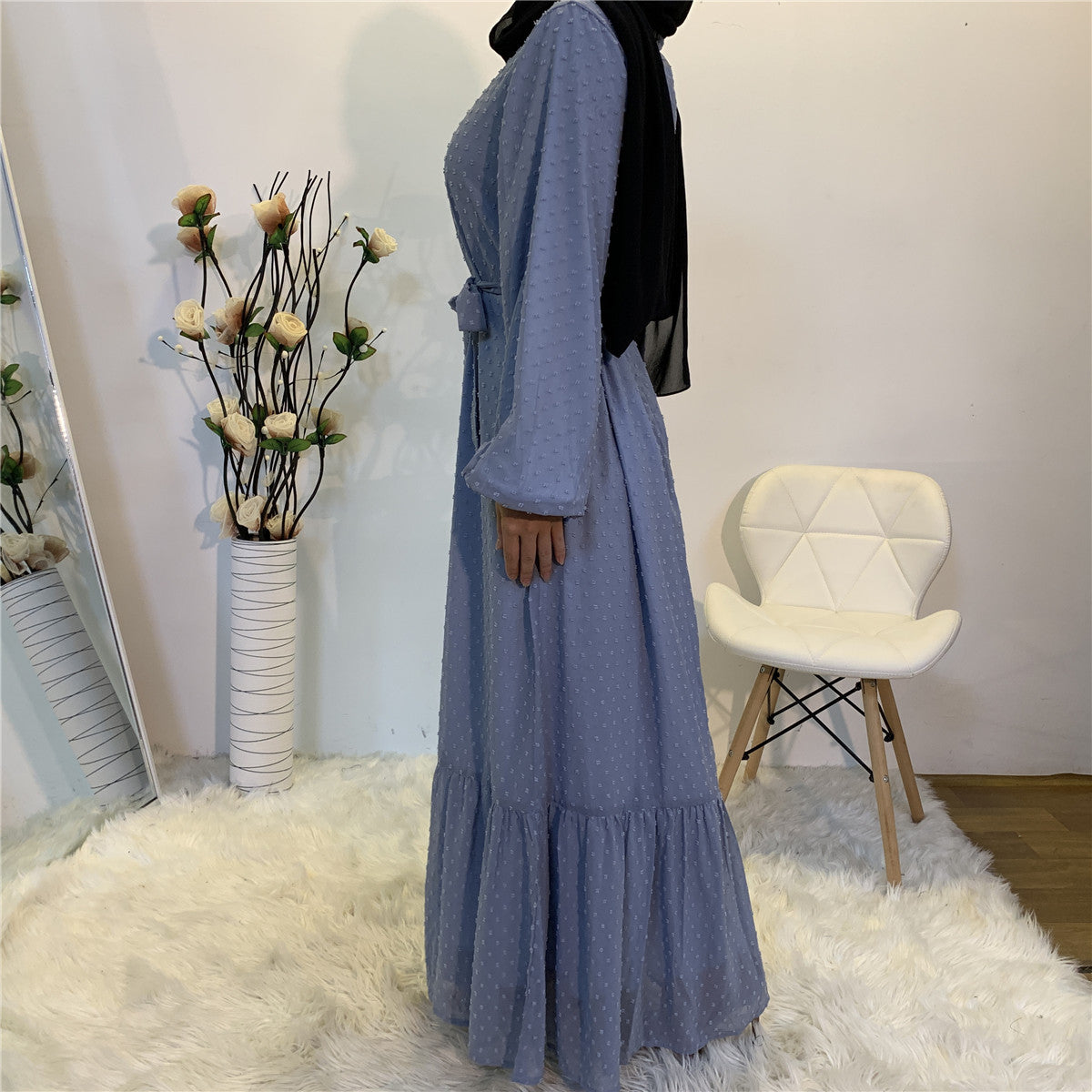 Women's Patchwork Long-sleeved Modest Dress