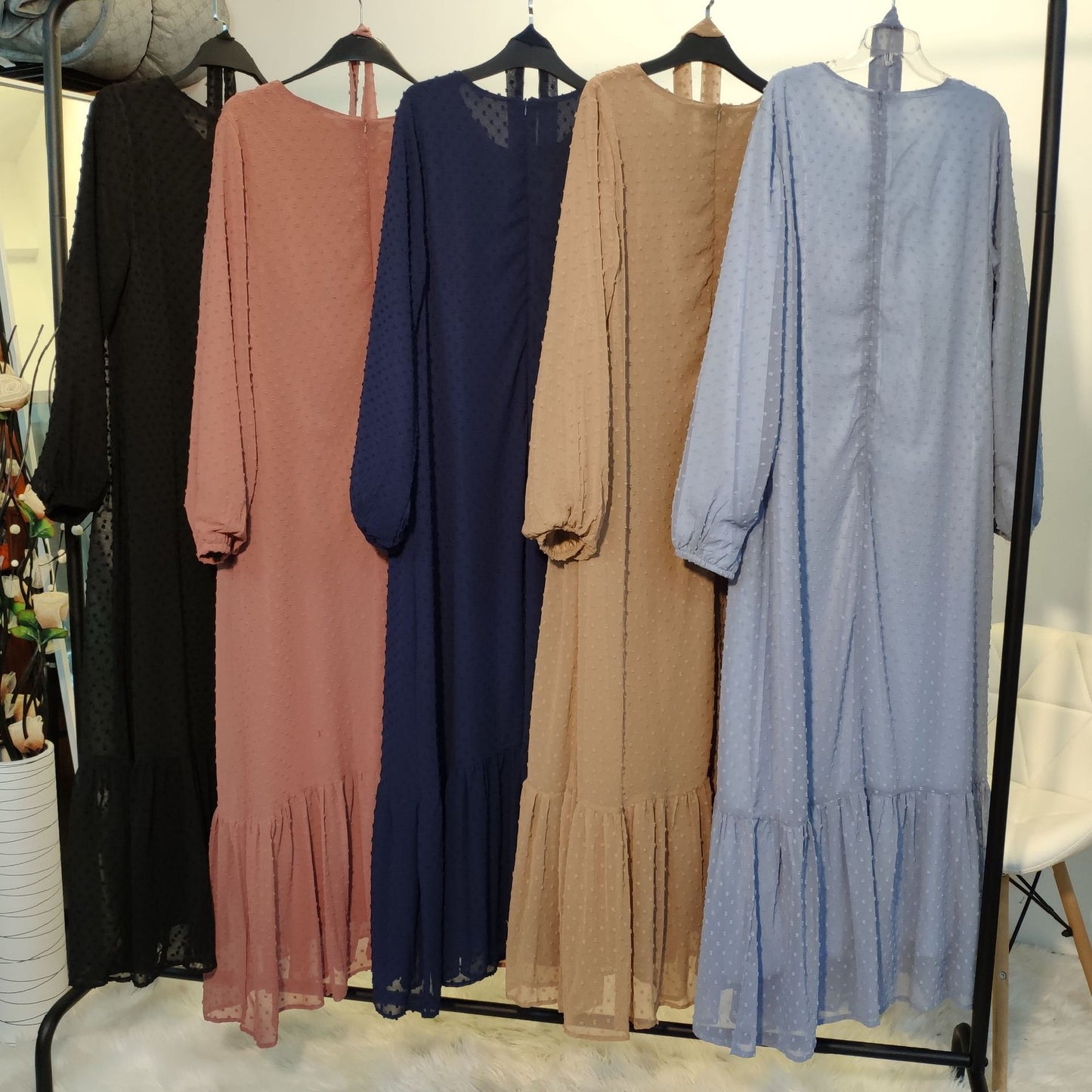 Women's Patchwork Long-sleeved Modest Dress