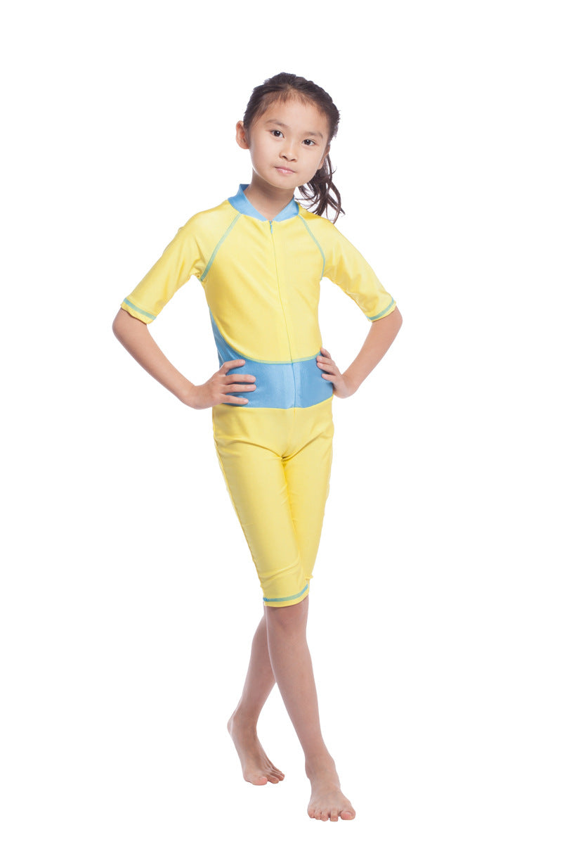 Girls Conservative Colored Swimsuits Burkini