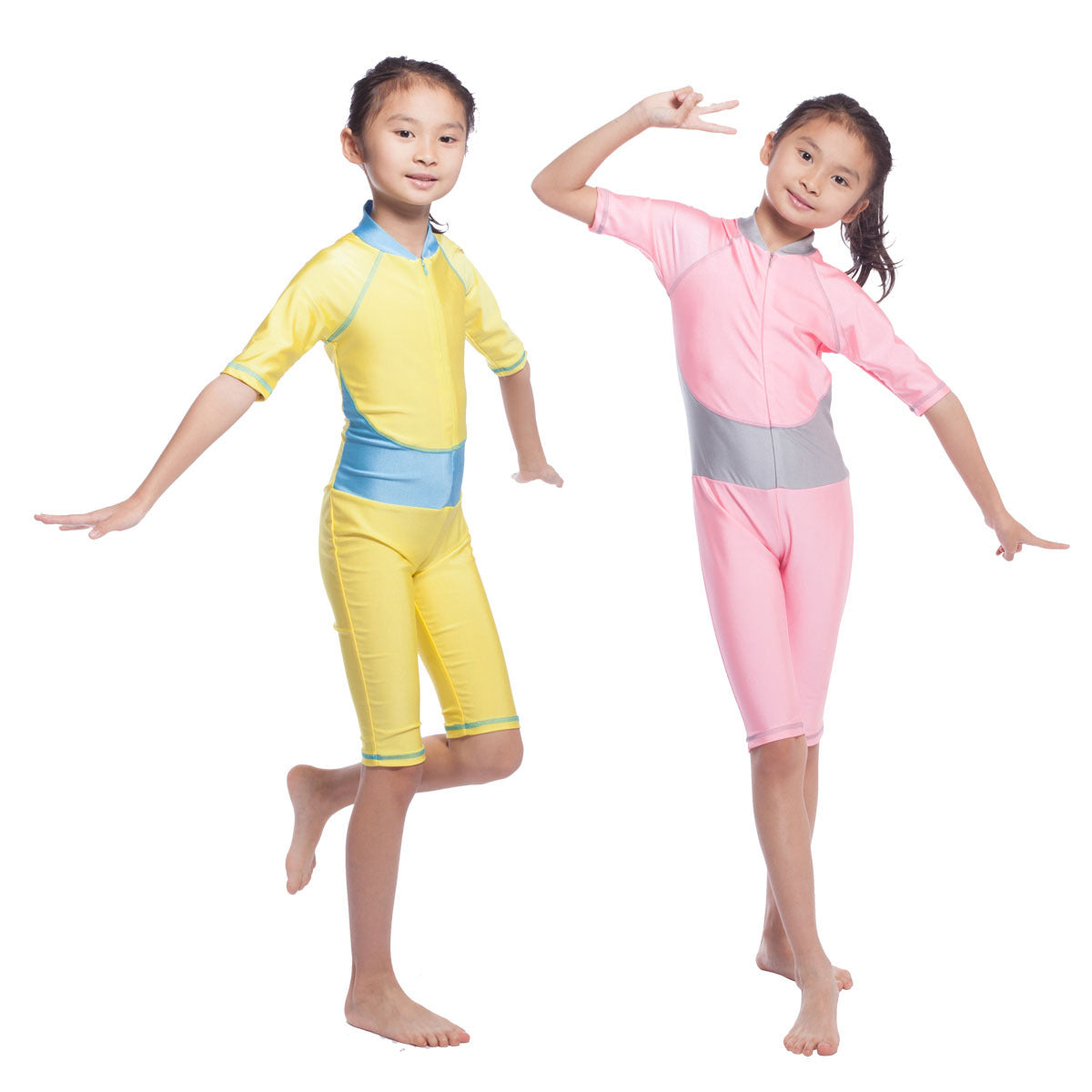 Girls Conservative Colored Swimsuits Burkini