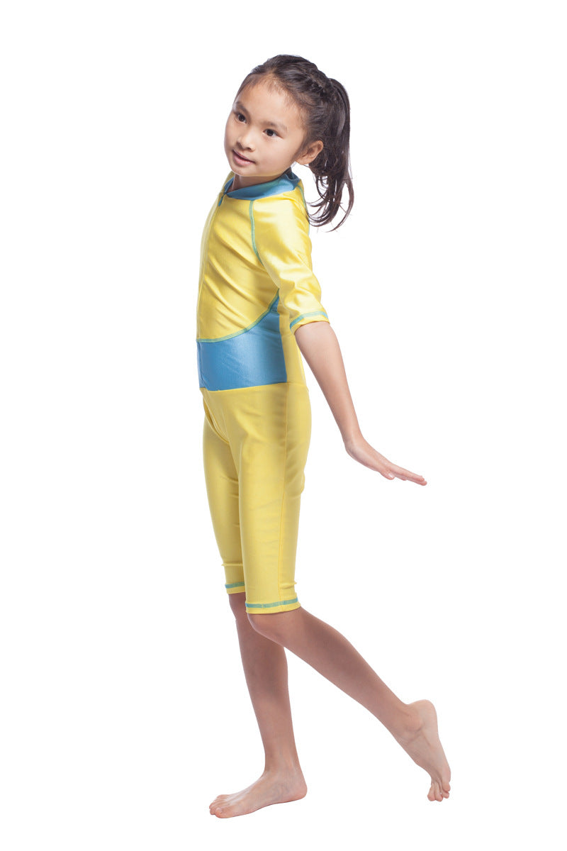 Girls Conservative Colored Swimsuits Burkini