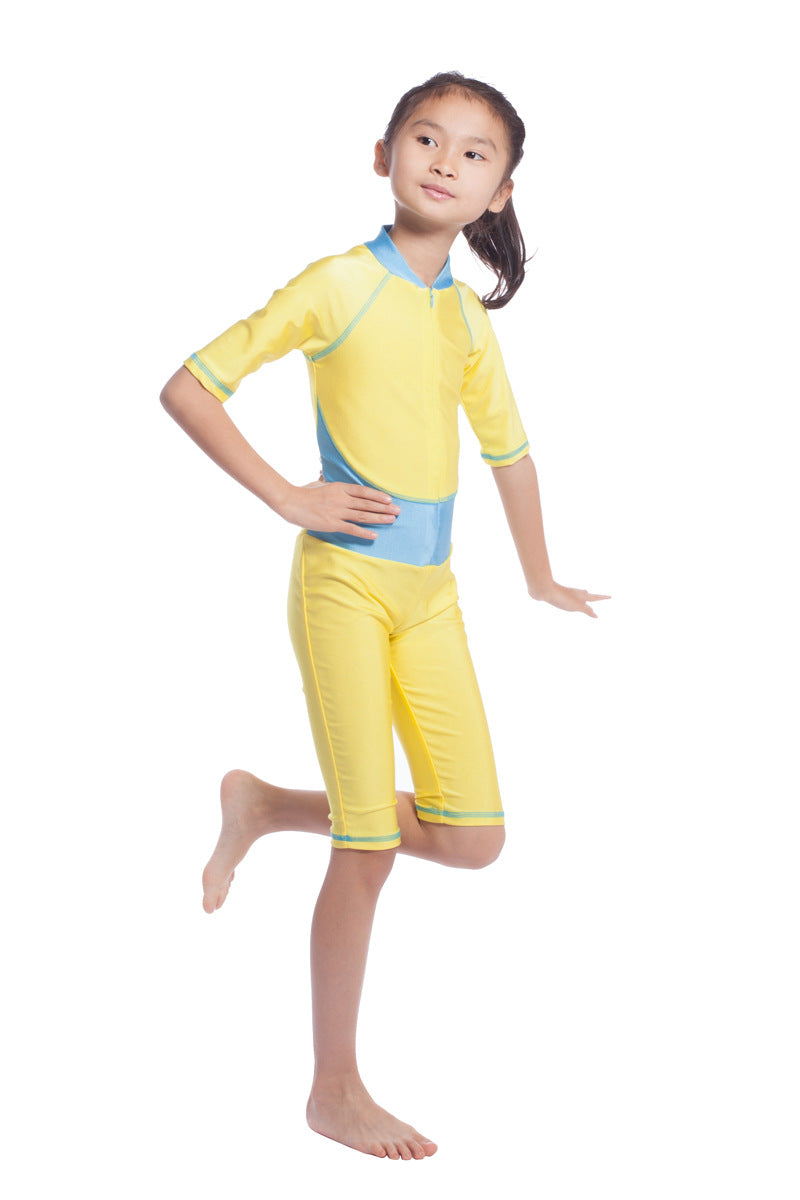Girls Conservative Colored Swimsuits Burkini