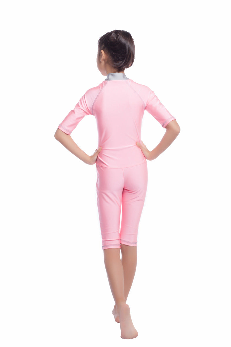 Girls Conservative Colored Swimsuits Burkini