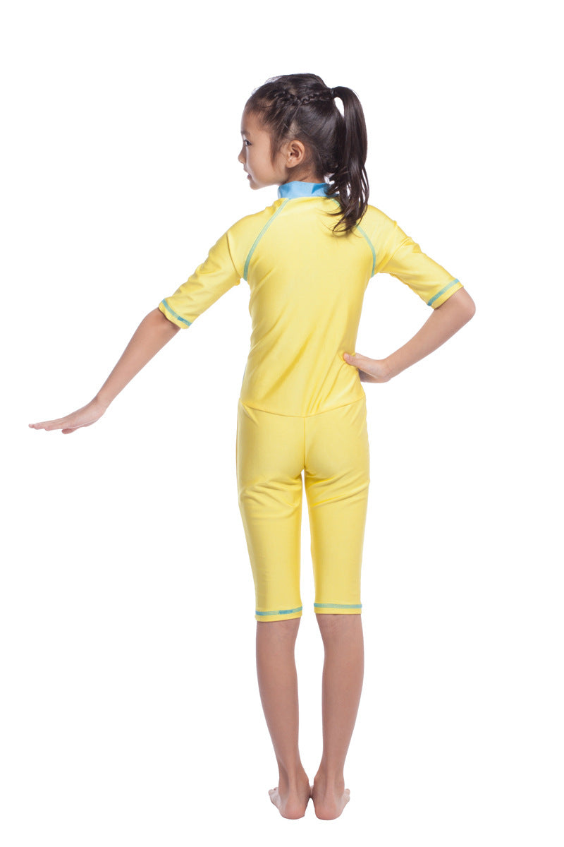 Girls Conservative Colored Swimsuits Burkini