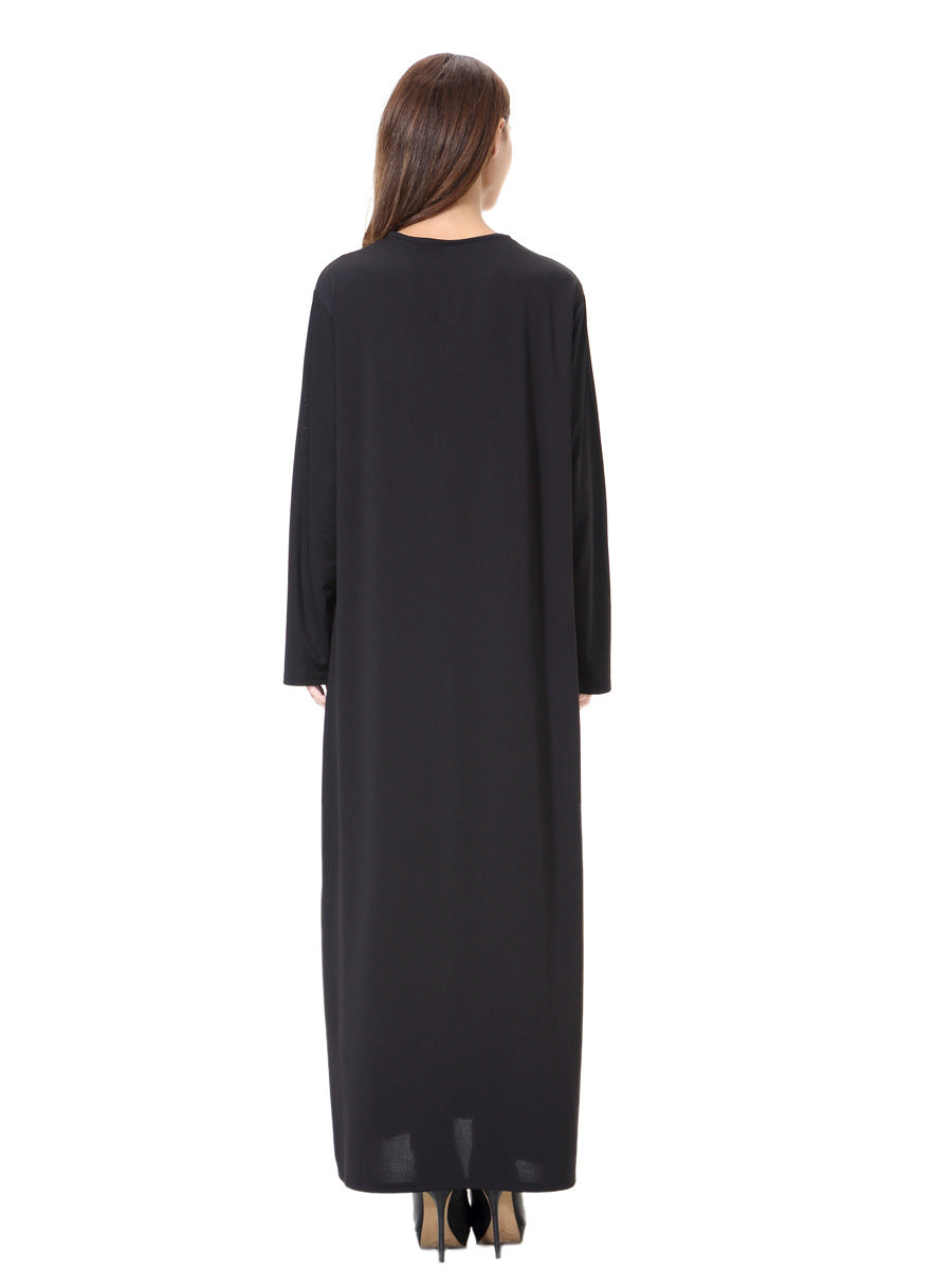 Women's Plain Crewneck Black Abaya Dress
