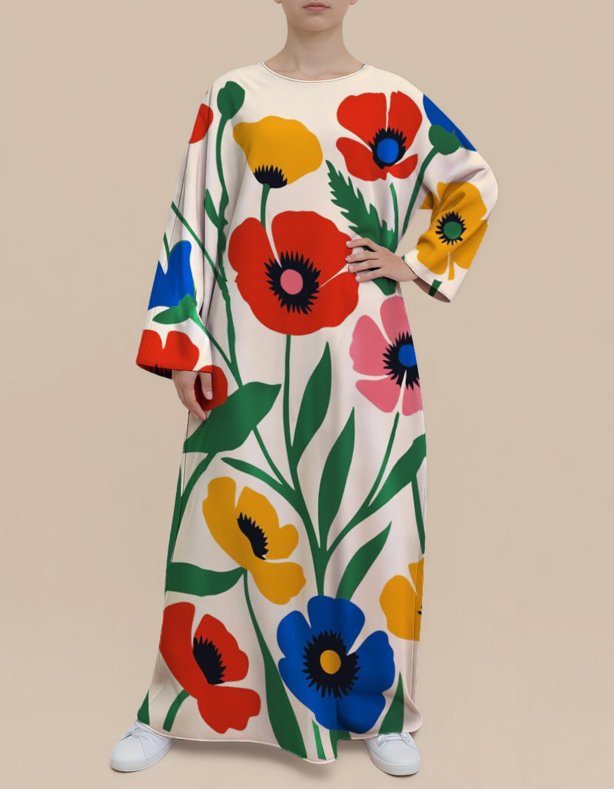 Bold Floral Nursing Kaftan Dress – Plus Size Garden Look