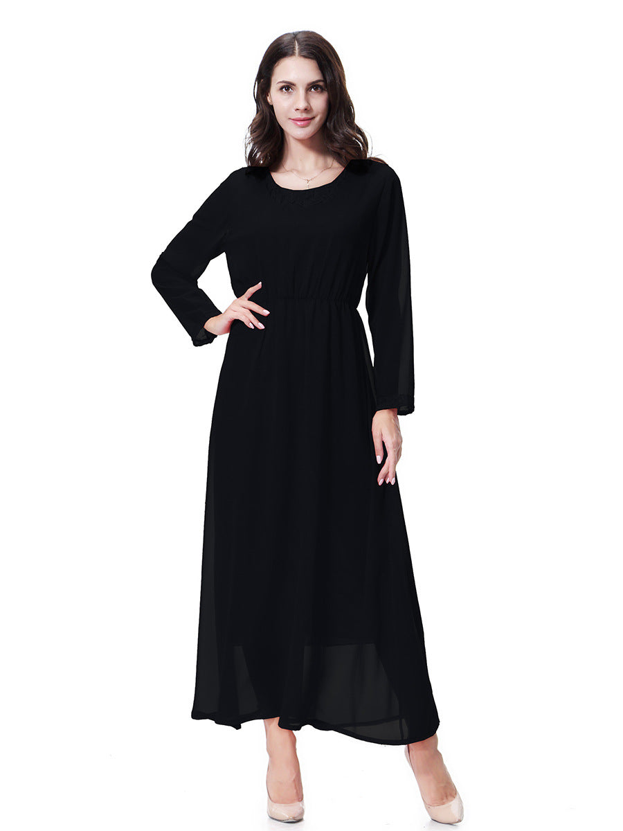 Women's Crewneck Chiffon Lace Dress