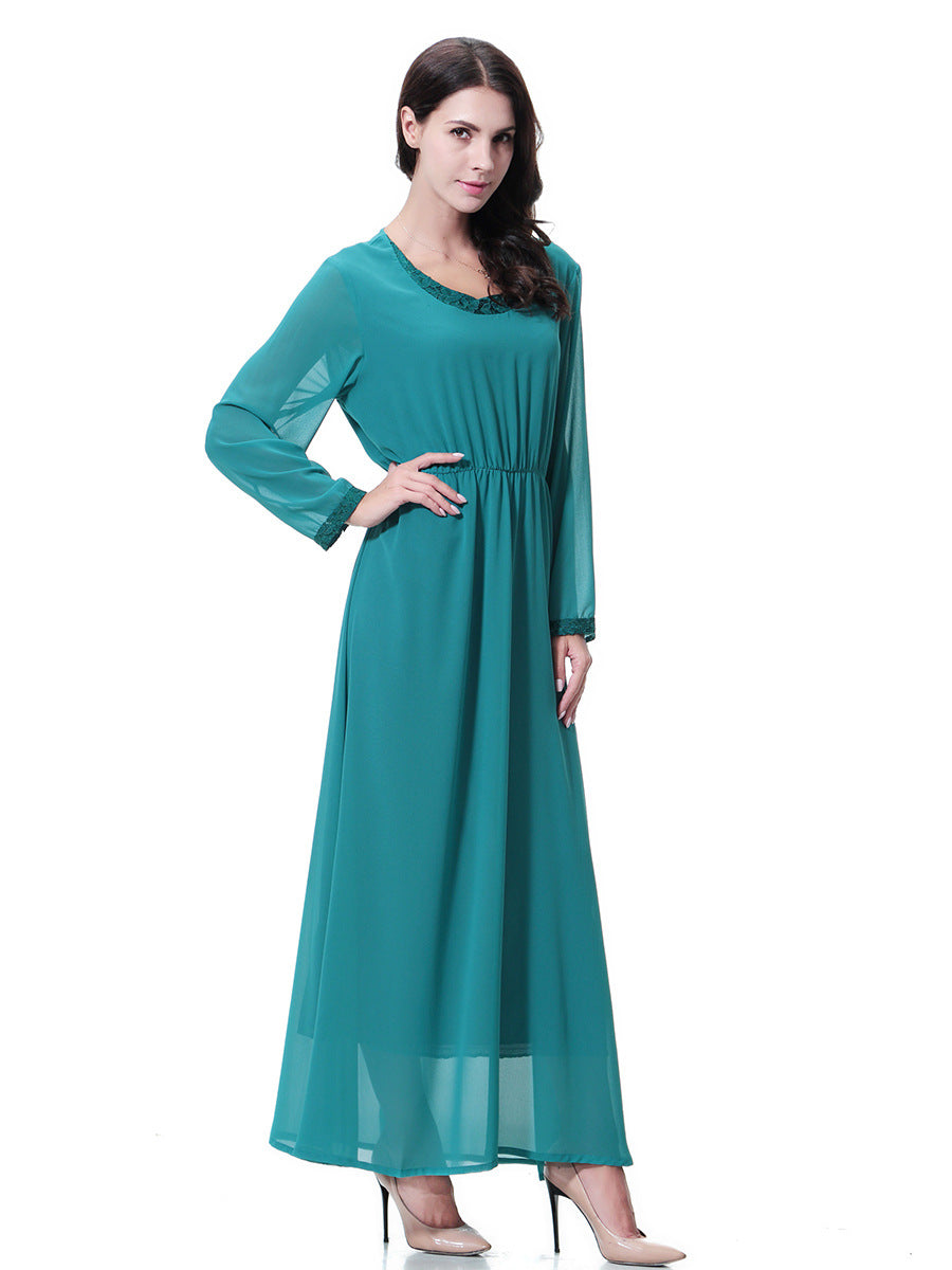 Women's Crewneck Chiffon Lace Dress