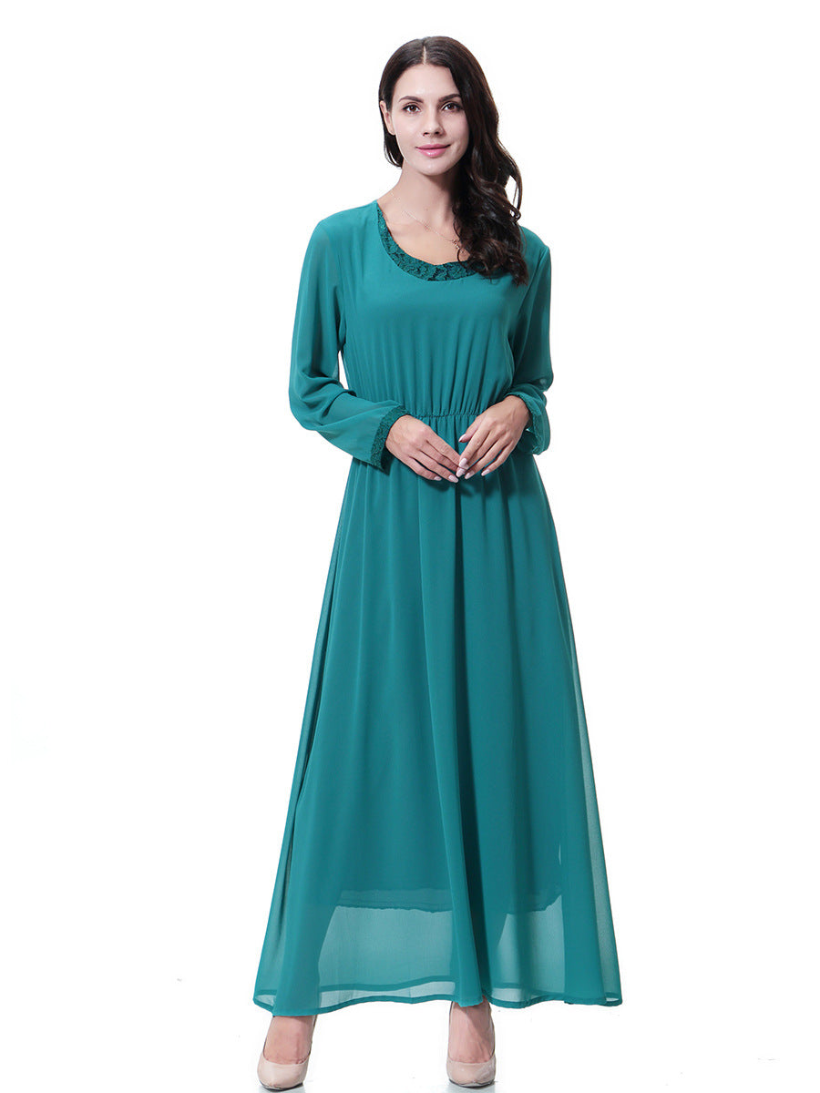 Women's Crewneck Chiffon Lace Dress