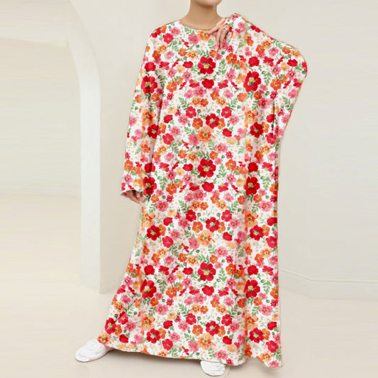 Red Poppy Floral Nursing Kaftan Dress – Modest Summer Style