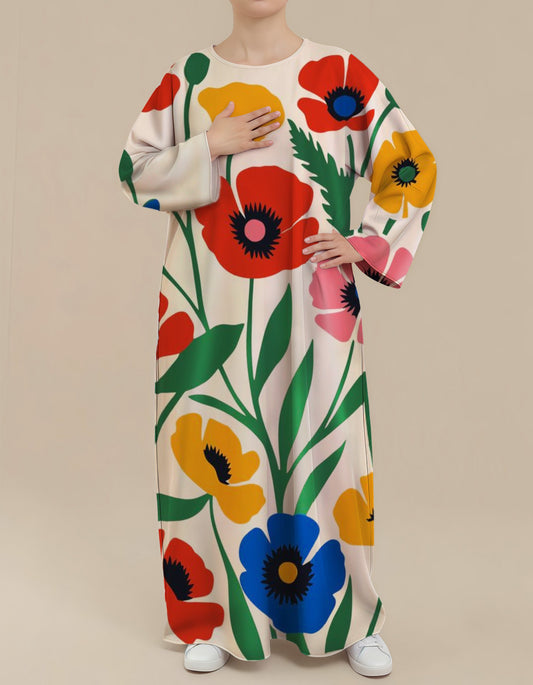 Bold Floral Nursing Kaftan Dress – Plus Size Garden Look