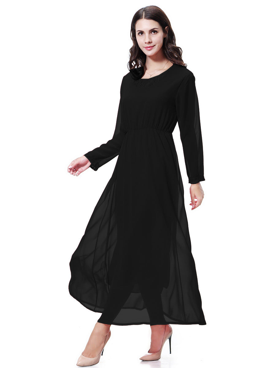 Women's Crewneck Chiffon Lace Dress