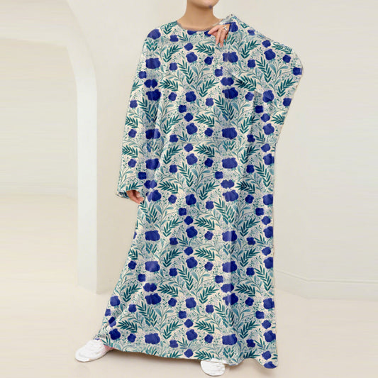 Blue Blossom Nursing Kaftan Dress – Modest Floral Style