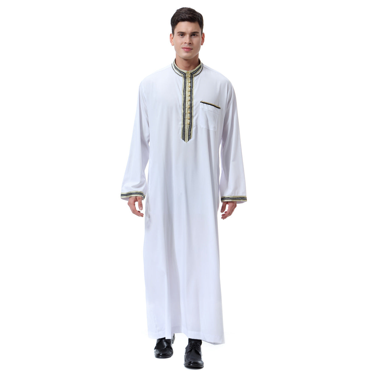 Men's Appliqué Stand-up Collar Robe
