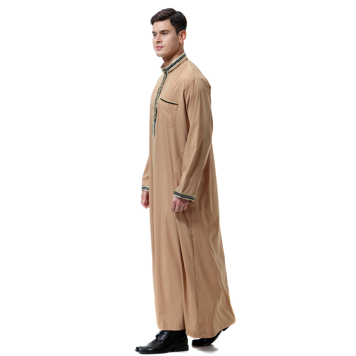 Men's Appliqué Stand-up Collar Robe