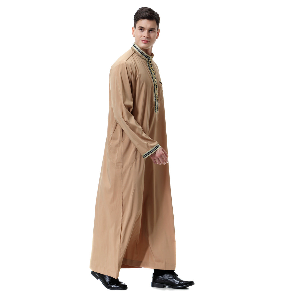 Men's Appliqué Stand-up Collar Robe