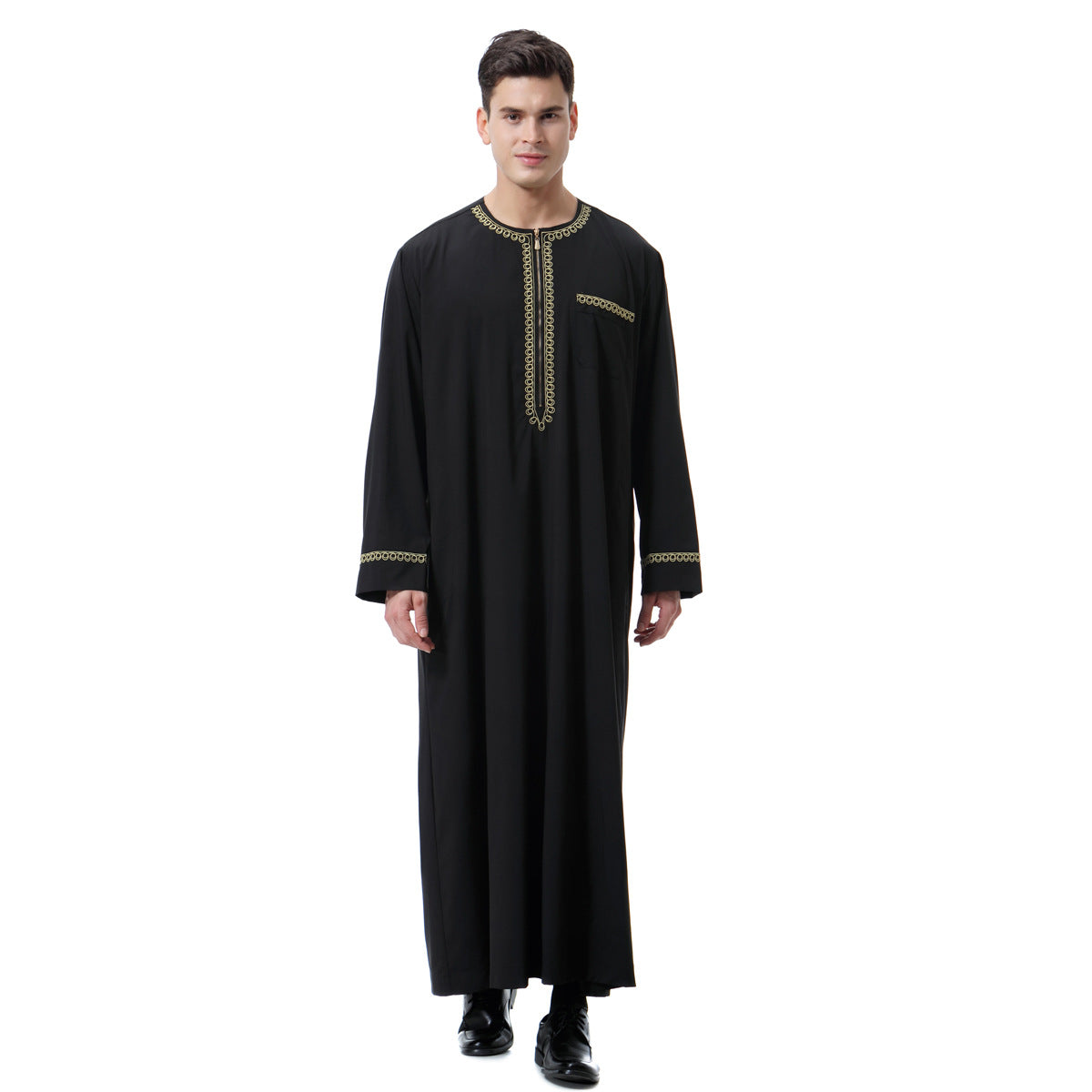 Men's Printed Zippered Crewneck Thobe