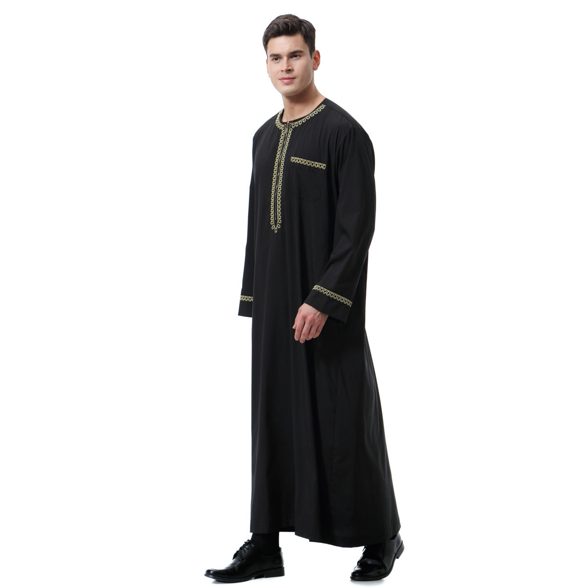 Men's Printed Zippered Crewneck Thobe
